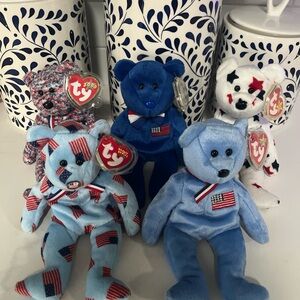 Lot of 5 USA beanie bears